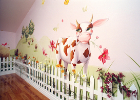 Murale de Chambre - La Vache Rose